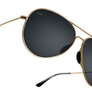 Tangle Free Aviator - Black Gold Polarized